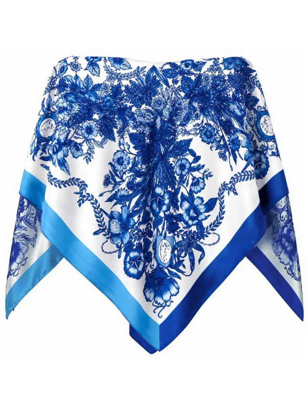 Tigerstars Blue Flower Print Scarf Poncho